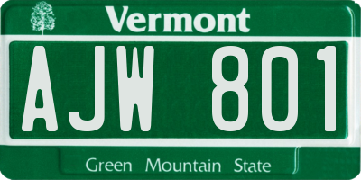 VT license plate AJW801