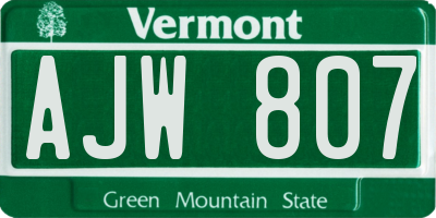 VT license plate AJW807