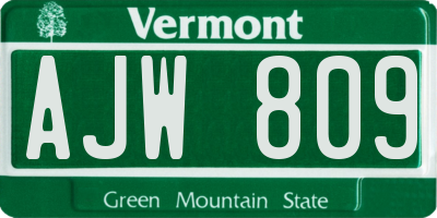 VT license plate AJW809