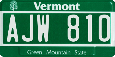 VT license plate AJW810