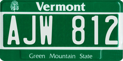 VT license plate AJW812