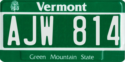 VT license plate AJW814