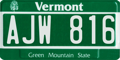 VT license plate AJW816
