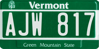 VT license plate AJW817