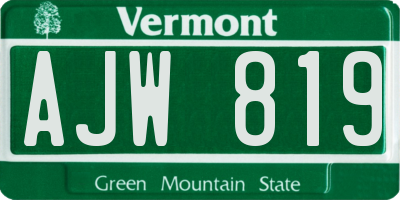VT license plate AJW819