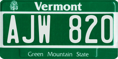 VT license plate AJW820
