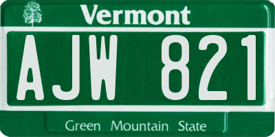 VT license plate AJW821