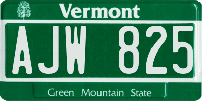 VT license plate AJW825