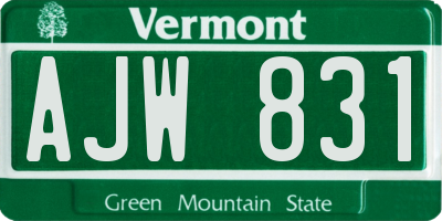 VT license plate AJW831