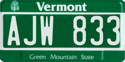VT license plate AJW833