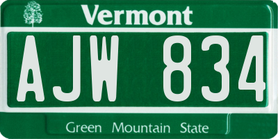 VT license plate AJW834