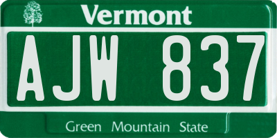 VT license plate AJW837