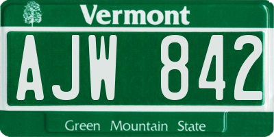 VT license plate AJW842