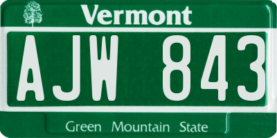 VT license plate AJW843