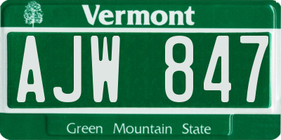 VT license plate AJW847