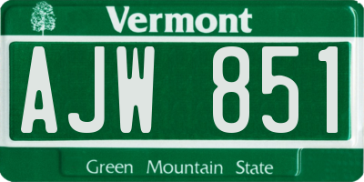 VT license plate AJW851
