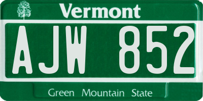 VT license plate AJW852
