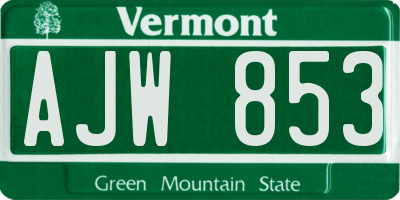 VT license plate AJW853