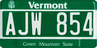 VT license plate AJW854