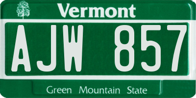 VT license plate AJW857