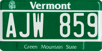 VT license plate AJW859