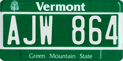 VT license plate AJW864