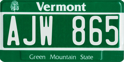 VT license plate AJW865