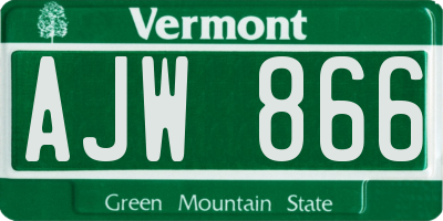 VT license plate AJW866