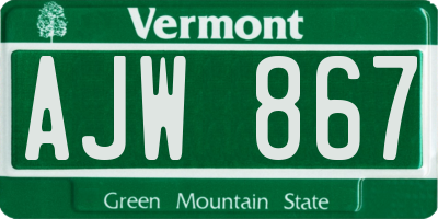 VT license plate AJW867