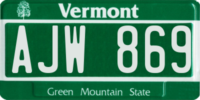 VT license plate AJW869