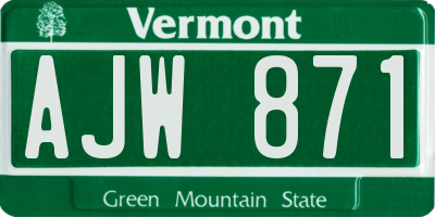 VT license plate AJW871