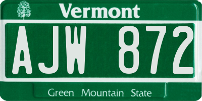 VT license plate AJW872