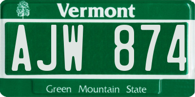 VT license plate AJW874