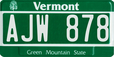 VT license plate AJW878