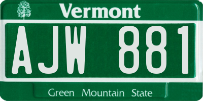 VT license plate AJW881