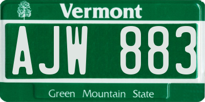VT license plate AJW883