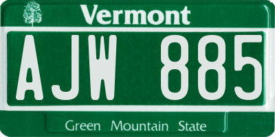 VT license plate AJW885