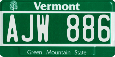 VT license plate AJW886
