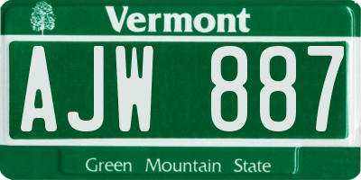 VT license plate AJW887