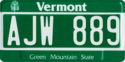 VT license plate AJW889