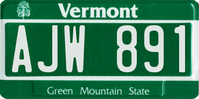 VT license plate AJW891