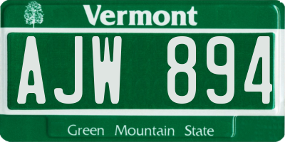 VT license plate AJW894