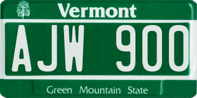 VT license plate AJW900