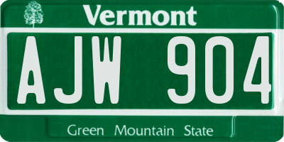 VT license plate AJW904