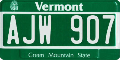 VT license plate AJW907