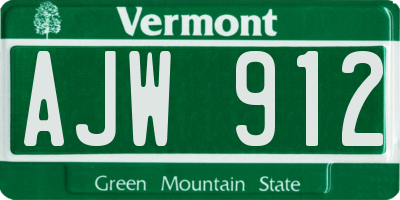 VT license plate AJW912