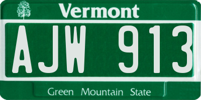 VT license plate AJW913