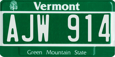 VT license plate AJW914