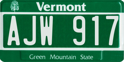 VT license plate AJW917