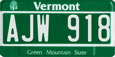 VT license plate AJW918